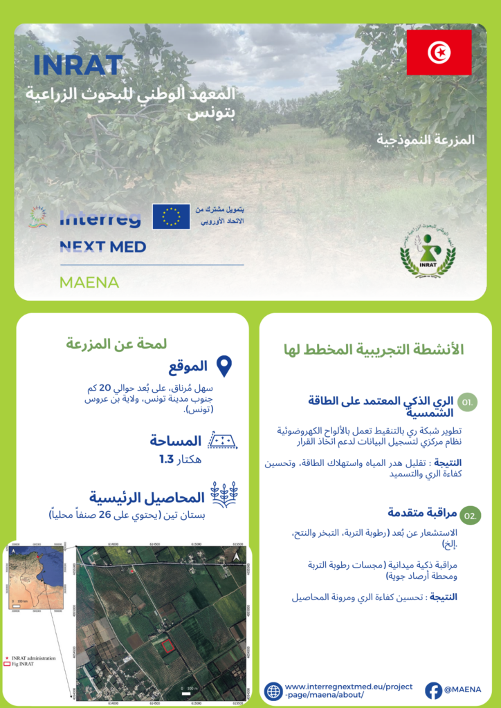 INRAT (Institut National de Recherche Agronomique de Tunis) demonstration farm infosheet in Arabic