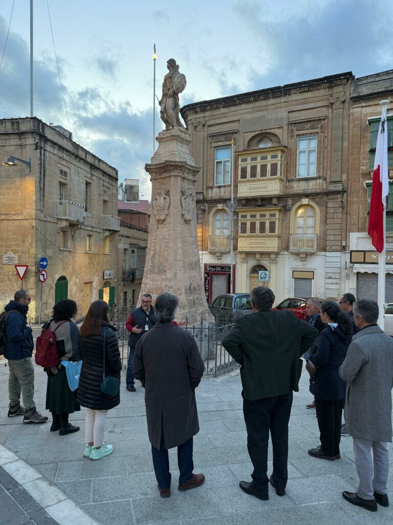 RESWATER partners walking the Alter Aqua trail in Birgu, exploring the restored Victory Square reservoir and how it supports irrigation and street cleaning in the city.